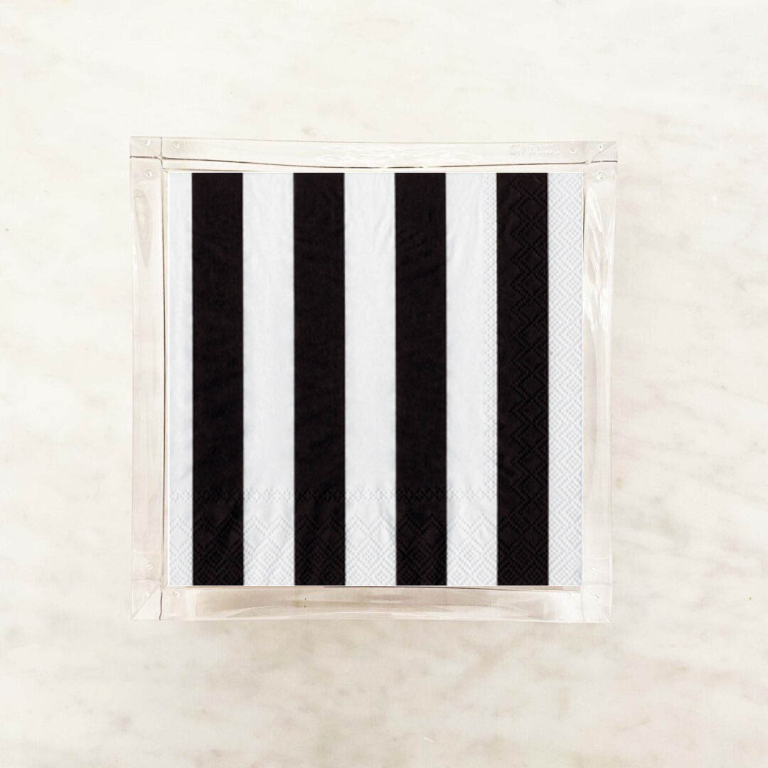 Narrow Black and White Stripes Luncheon Napkins 2 Packets