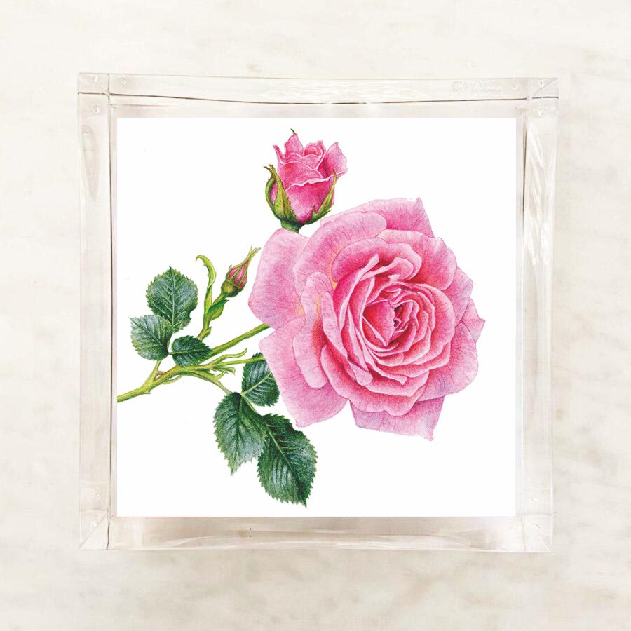 single pink rose napkin