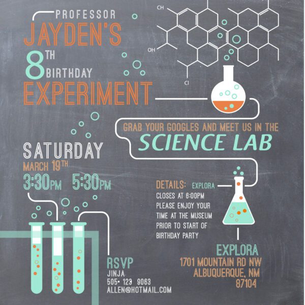 lab test tubes invitation