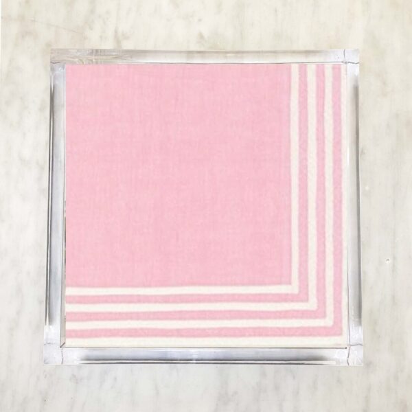 Pink and White Striped border Luncheon Paper Napkins