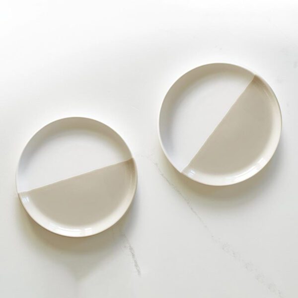 Warm Grey and white Dipped Desert Plates