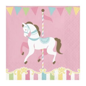 White Carousel Horse Cocktail Paper Napkins | Charming Party Decor