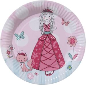 Princess Plates with girl and cat with crown