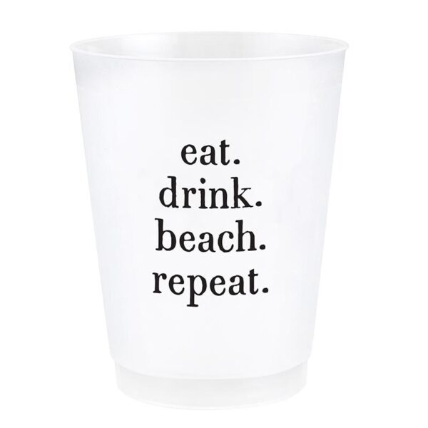 Eat. Drink. Beach. Repeat. Frosted Cups - Set of 8 - Image 2